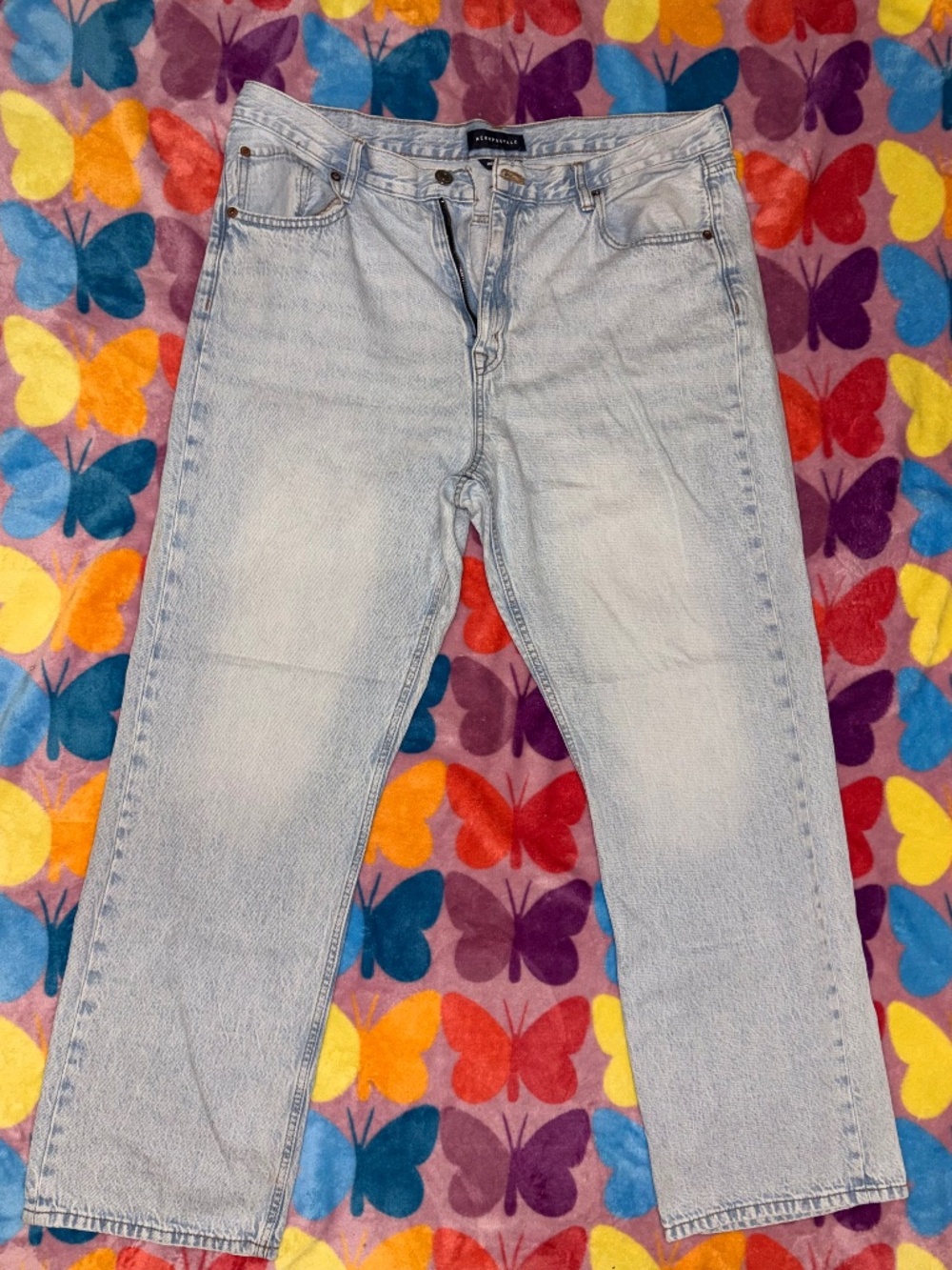 Aeropostale High Rise Baggy Blue Jeans